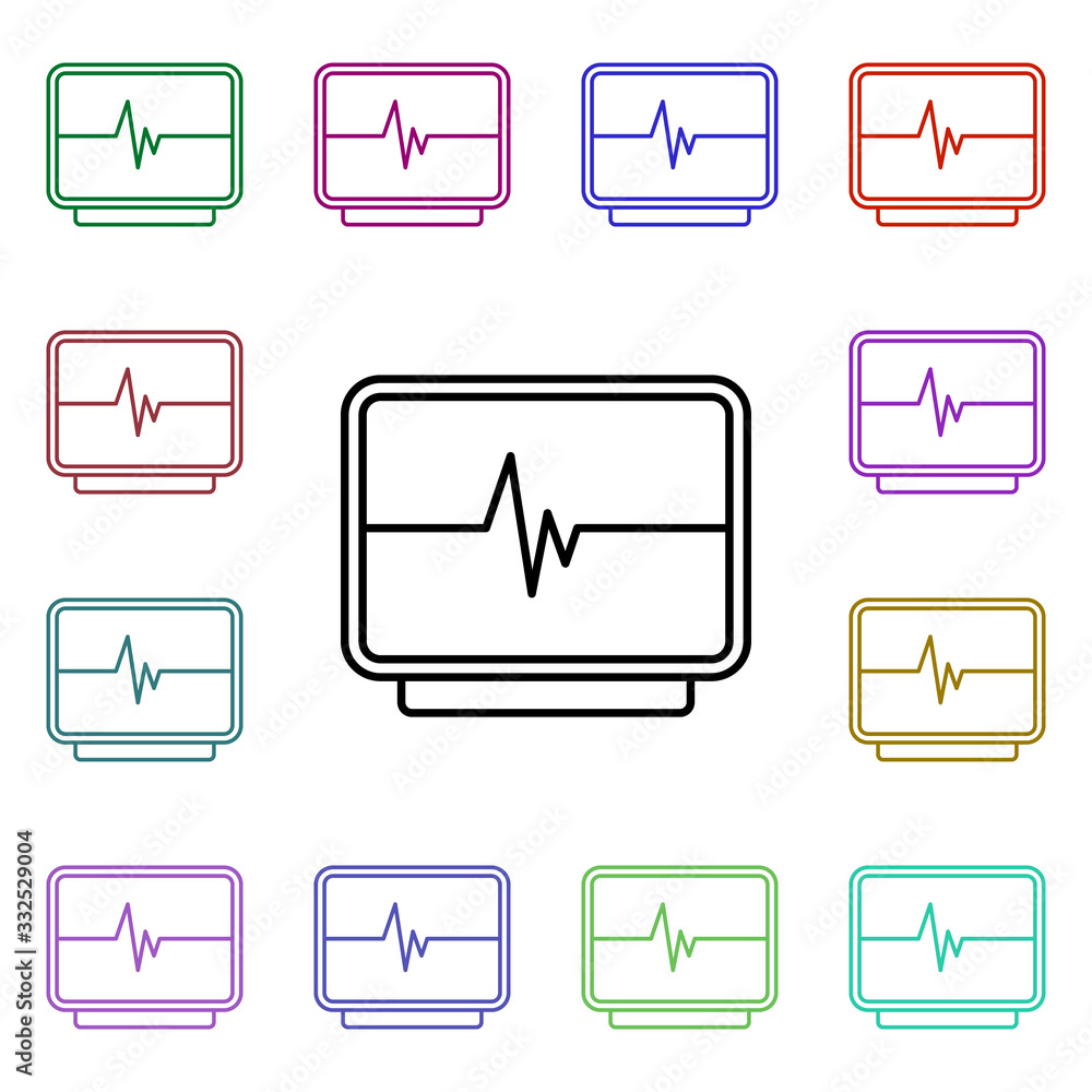 Poster cardiogram line multi color style icon. simple thin line, outline vector of hospital icons for ui an