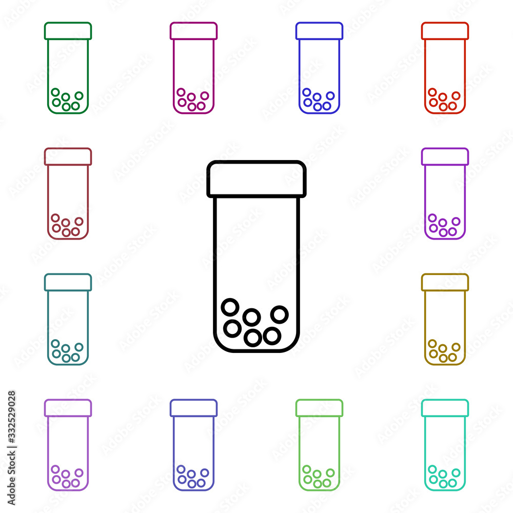 Poster capsule with medicines line multi color style icon. simple thin line, outline vector of hospital ico