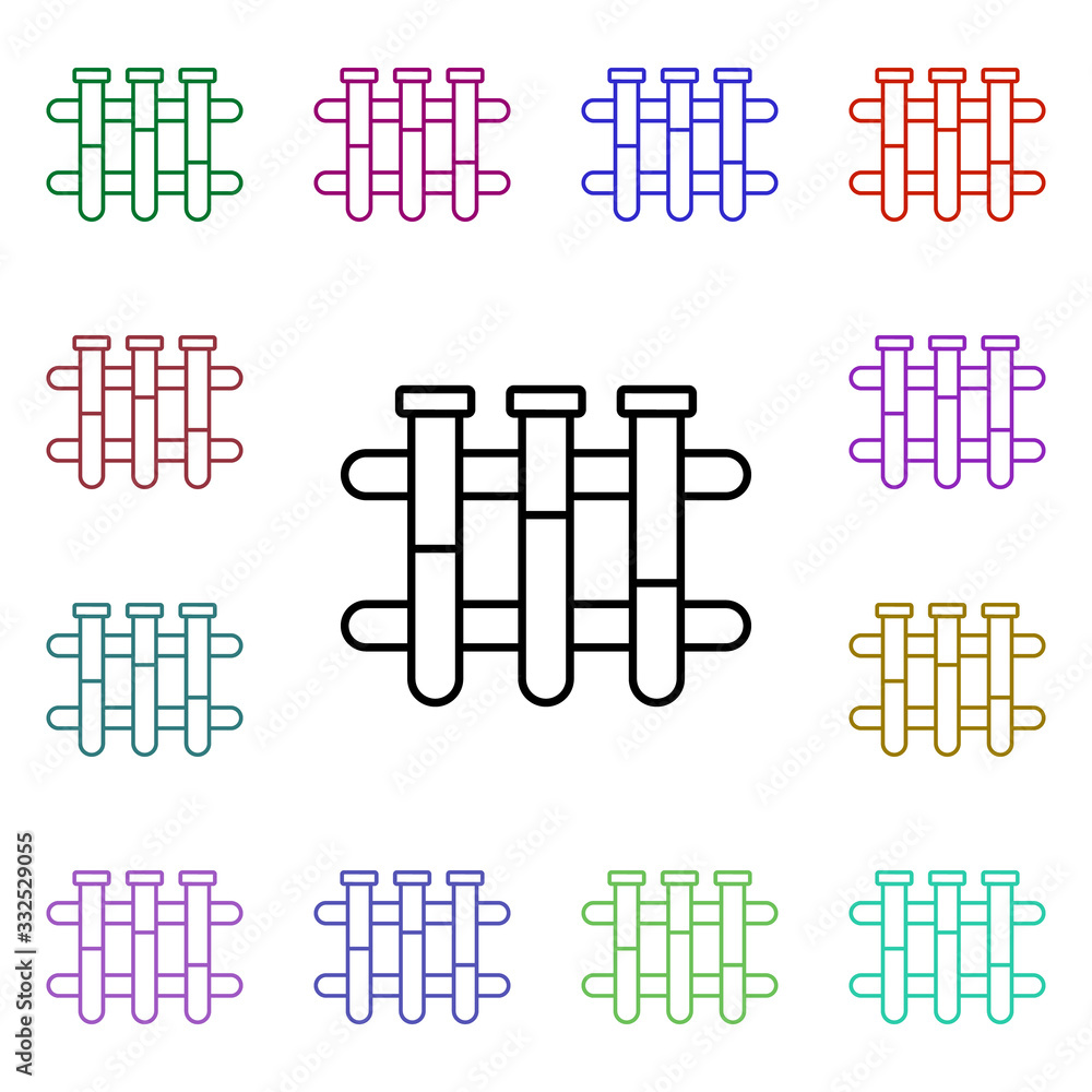 Poster test tubes line multi color style icon. simple thin line, outline vector of hospital icons for ui an