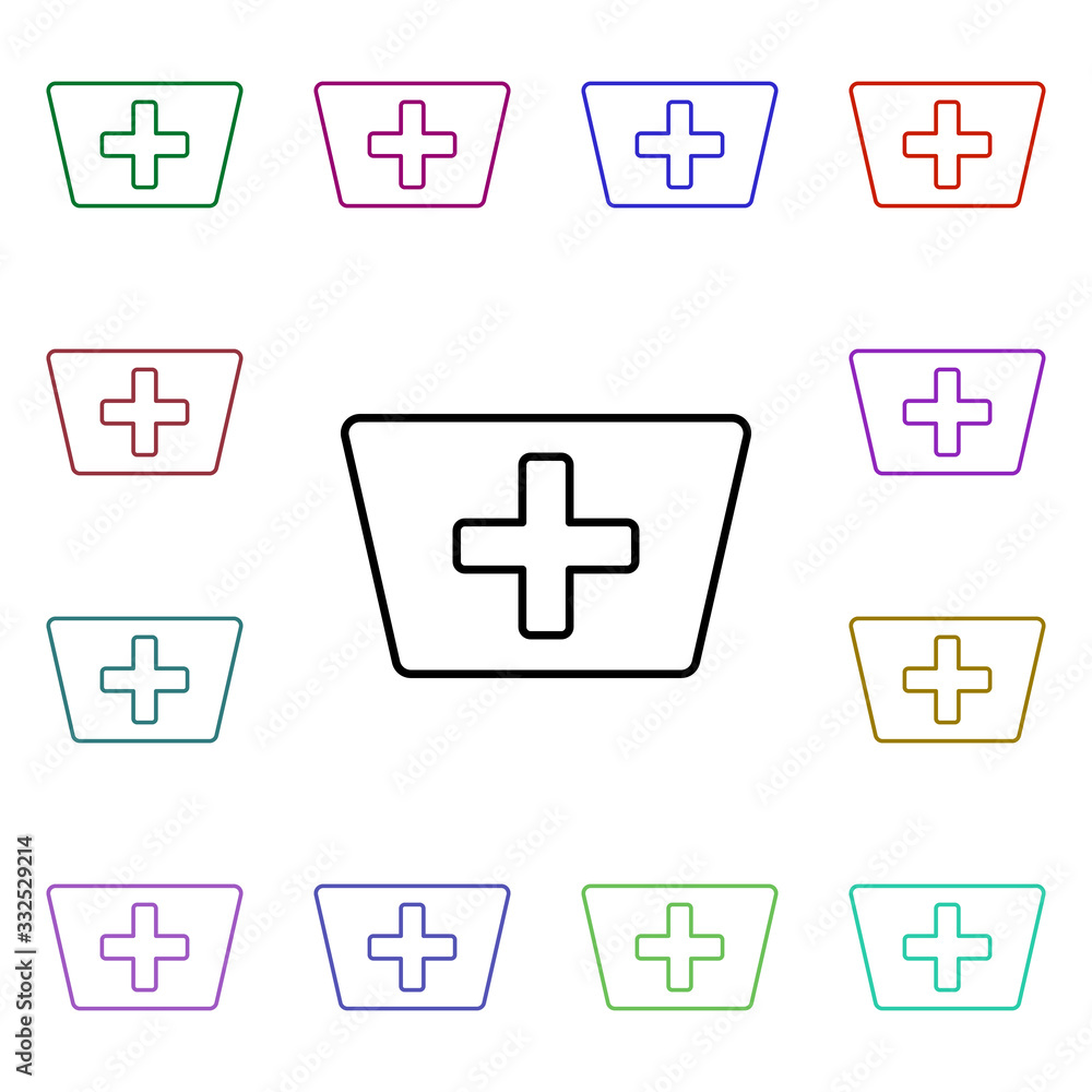 Aufkleber nurse cap line multi color style icon. simple thin line, outline vector of hospital icons for ui and