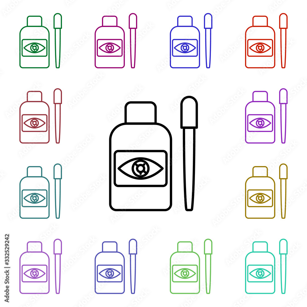 Poster eye drops line multi color style icon. simple thin line, outline vector of hospital icons for ui and
