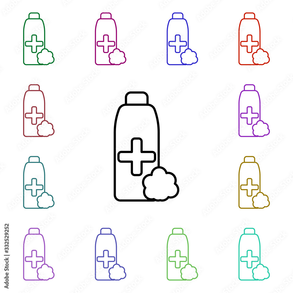Aufkleber alcohol with cotton wool line multi color style icon. simple thin line, outline vector of hospital i