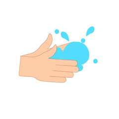 ector illustration of washing hands. Washing hands with soap vector sign