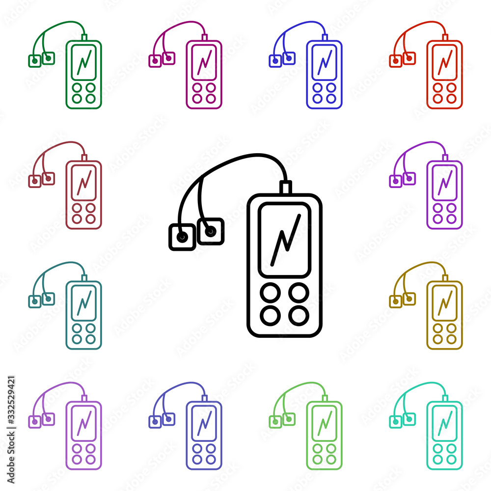 Poster heart rate meter line multi color style icon. simple thin line, outline vector of hospital icons for