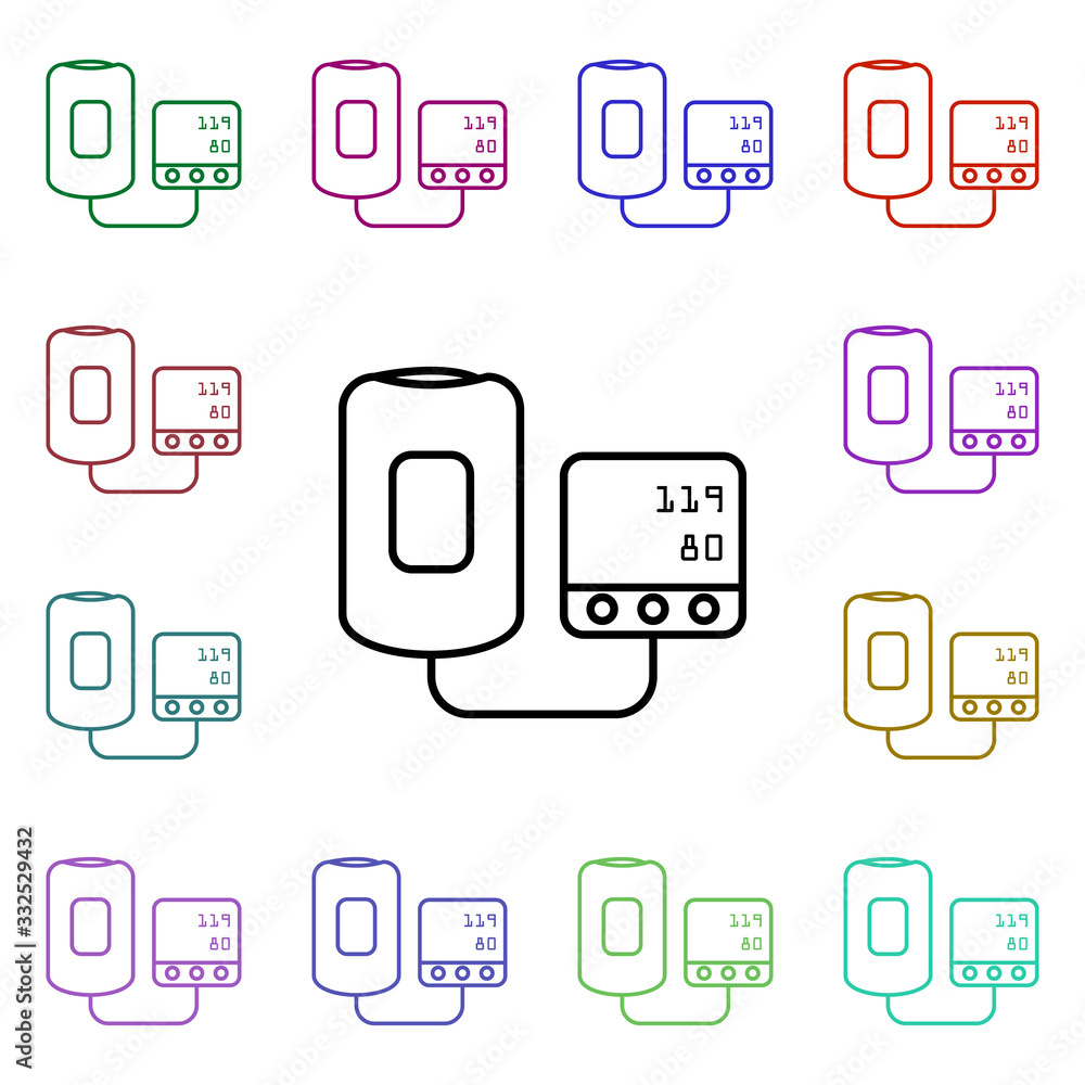 Poster pressure meter line multi color style icon. simple thin line, outline vector of hospital icons for u