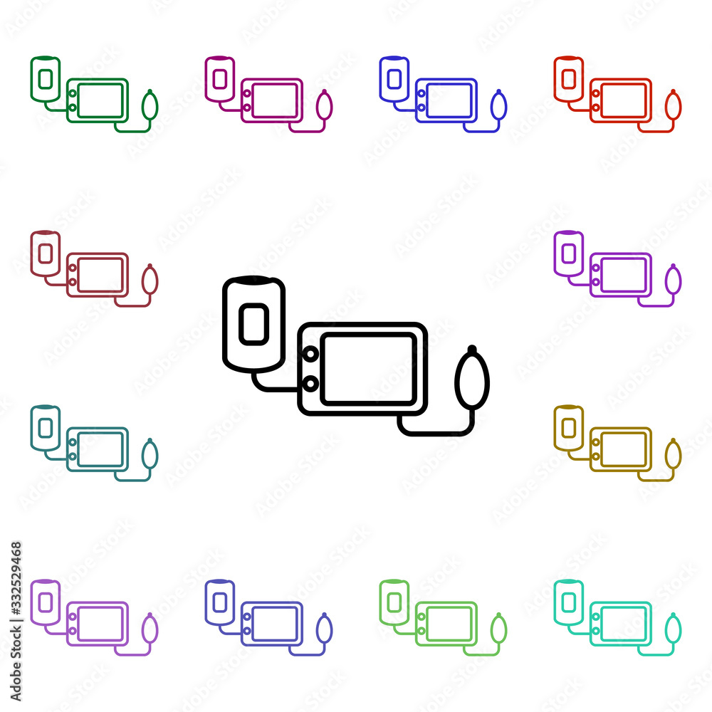 Poster pressure meter line multi color style icon. simple thin line, outline vector of hospital icons for u