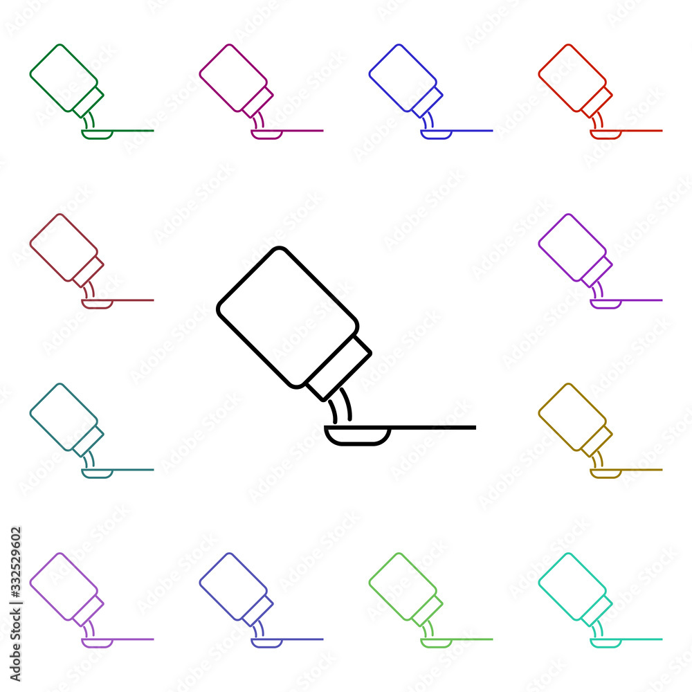 Poster cough syrup line multi color style icon. simple thin line, outline vector of hospital icons for ui a