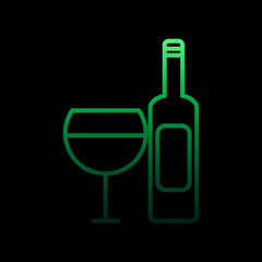 A bottle and a glass of wine outline nolan icon. Simple thin line, outline vector of restaurant icons for ui and ux, website or mobile application
