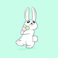 Rabbit with Easter eggs, Easter Bunny-cartoon vector image EPS