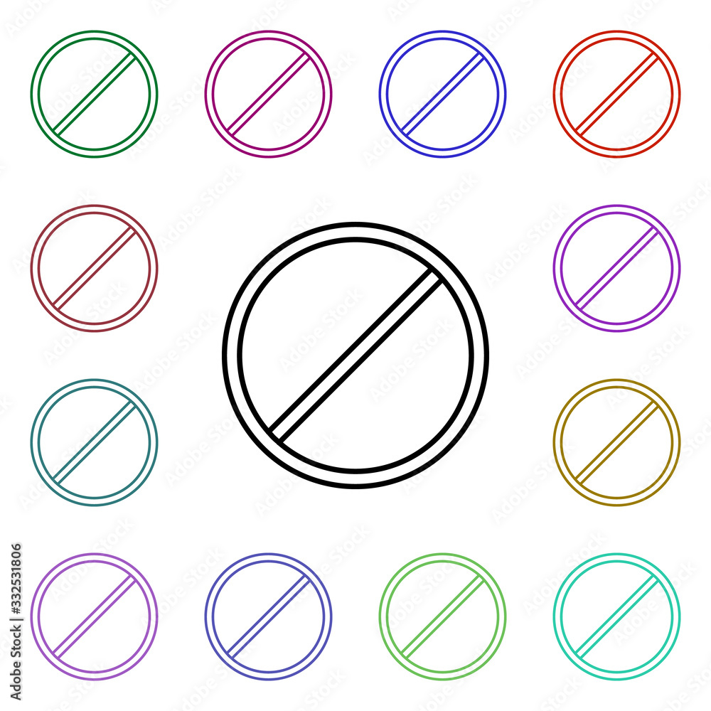 Poster prohibition sign multi color style icon. simple thin line, outline vector of road sign icons for ui 