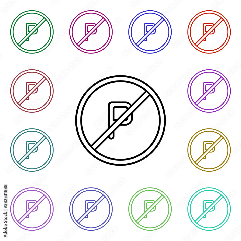 Poster parking sign is not allowed multi color style icon. simple thin line, outline vector of road sign ic