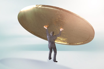 man keeps falling finances, the concept of devaluation, inflation and falling stock exchange, 3D render