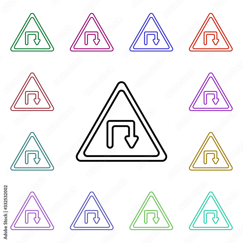 Poster traffic sign spread multi color style icon. simple thin line, outline vector of road sign icons for 