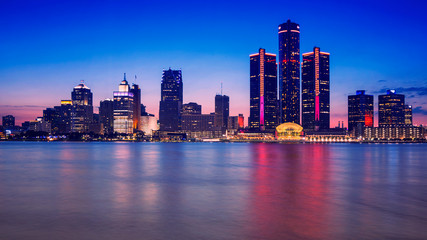 Obraz na płótnie Canvas Detroit Skyline, the view from Windsor, Ontario, Canada. 