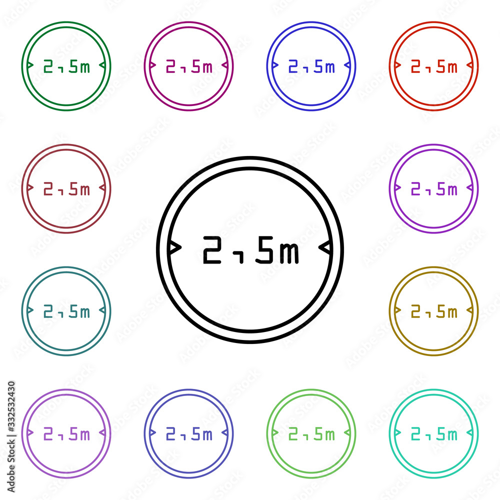 Poster traffic sign restriction 2.5 multi color style icon. simple thin line, outline vector of road sign i