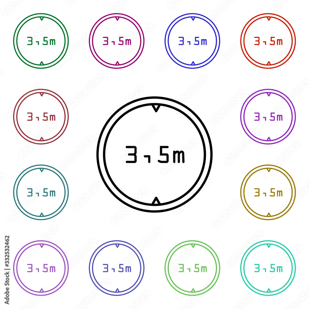 Aufkleber road sign limitation 3.5 multi color style icon. simple thin line, outline vector of road sign icons