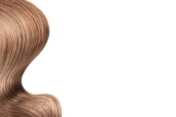 Fototapeta premium Brown hair on white, isolated. Background with copy space