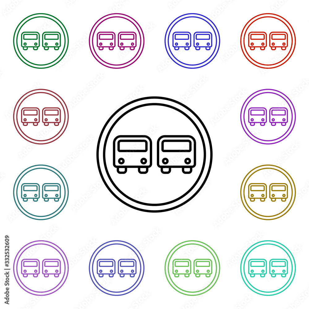 Poster overtaking prohibited multi color style icon. simple thin line, outline vector of road sign icons fo