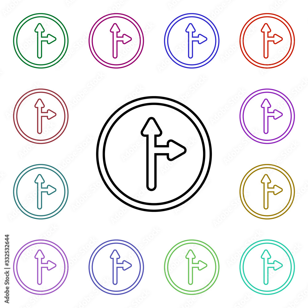 Poster move right or right multi color style icon. simple thin line, outline vector of road sign icons for 