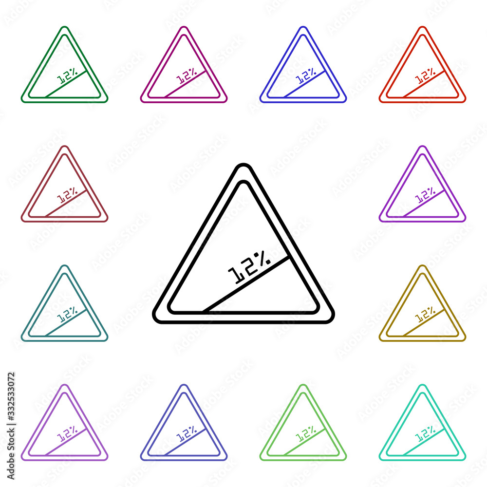 Poster sign of 12% skate multi color style icon. simple thin line, outline vector of road sign icons for ui
