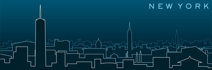 New York Multiple Lines Skyline and Landmarks