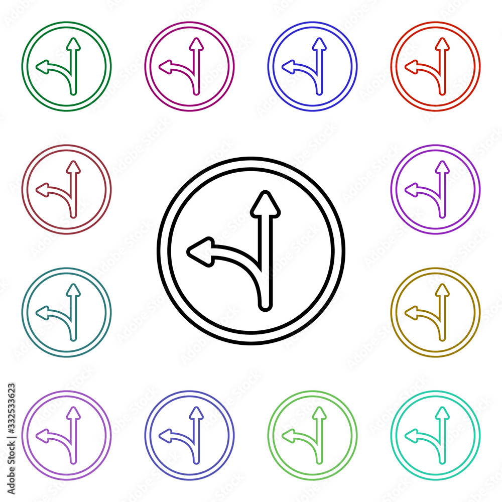 Poster move right or left multi color style icon. simple thin line, outline vector of road sign icons for u