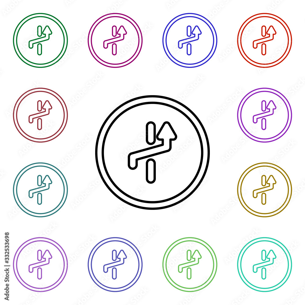 Poster road sign multi color style icon. simple thin line, outline vector of road sign icons for ui and ux,