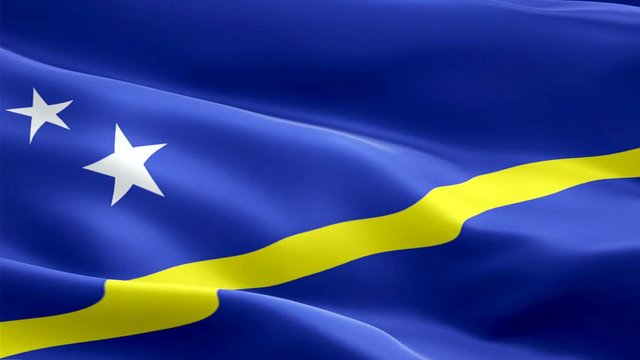 Curacao island flag Motion Loop video waving in wind. Realistic Cura&ccedil;ao Flag background. Curacao island Flag Looping Closeup 1080p Full HD 1920X1080 footage. Curacao Caribbean island flags footage vid