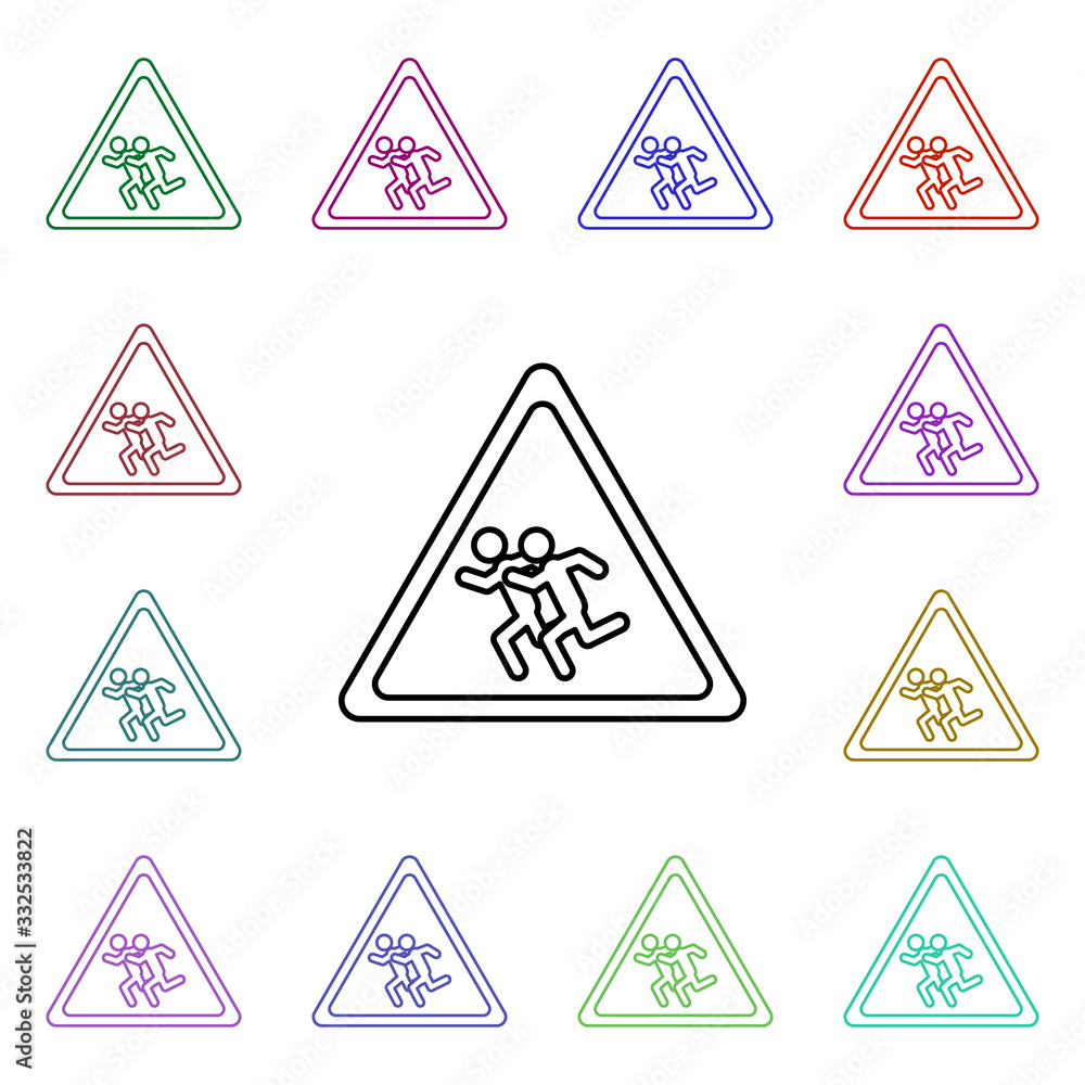 Poster sign children multi color style icon. simple thin line, outline vector of road sign icons for ui and