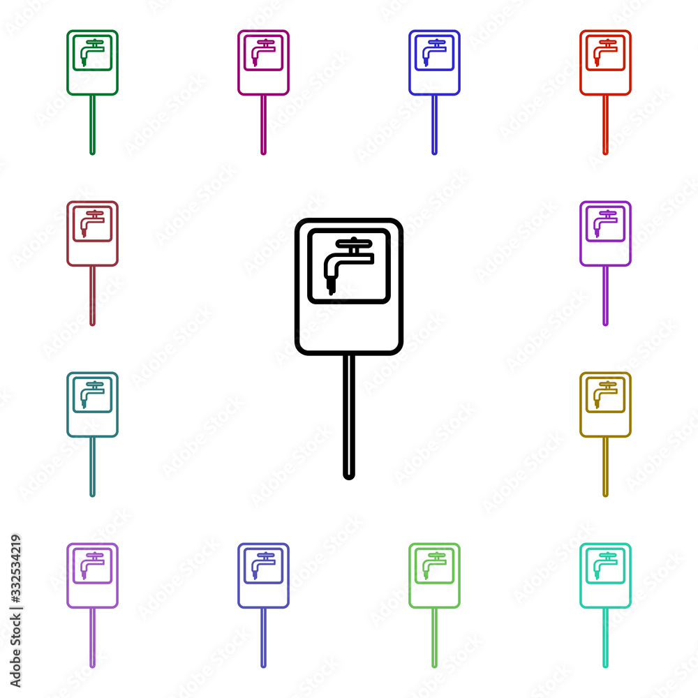 Aufkleber road sign water spring multi color style icon. simple thin line, outline vector of road sign icons f