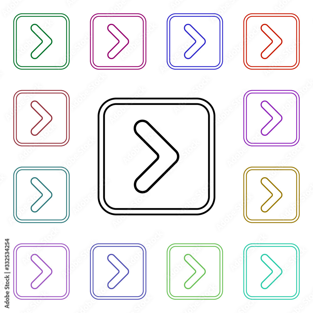 Poster road sign on the right multi color style icon. simple thin line, outline vector of road sign icons f