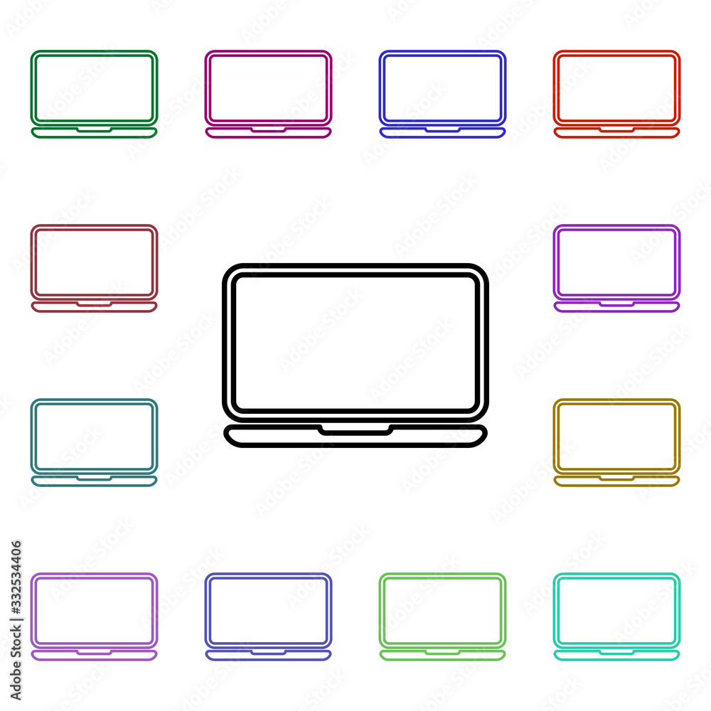 Poster a laptop multi color style icon. simple thin line, outline vector of technology icons for ui and ux,