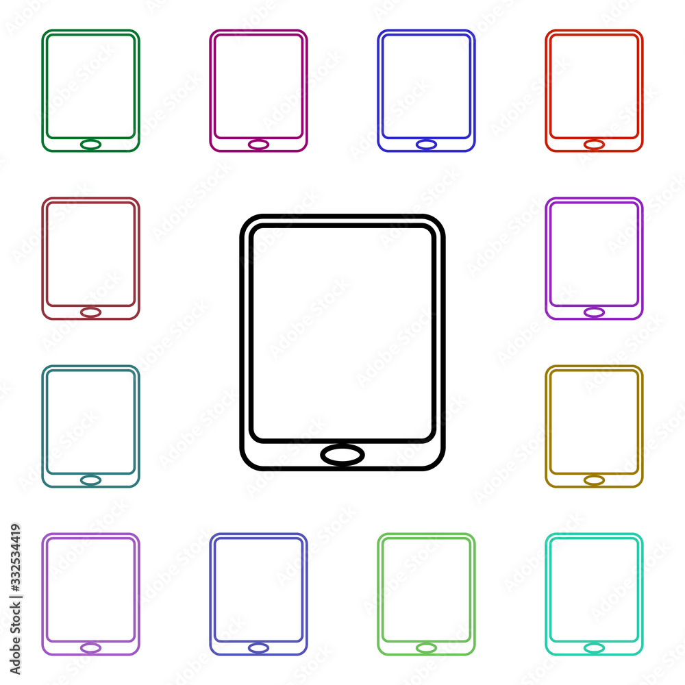 Poster the tablet multi color style icon. simple thin line, outline vector of technology icons for ui and u