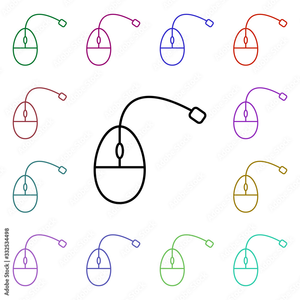 Poster mouse multi color style icon. simple thin line, outline vector of technology icons for ui and ux, we