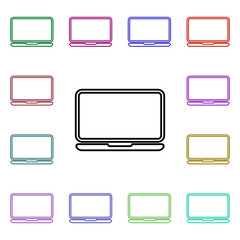 A laptop multi color style icon. Simple thin line, outline vector of technology icons for ui and ux, website or mobile application