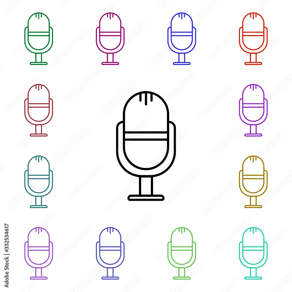 Poster microphone multi color style icon. simple thin line, outline vector of technology icons for ui and u
