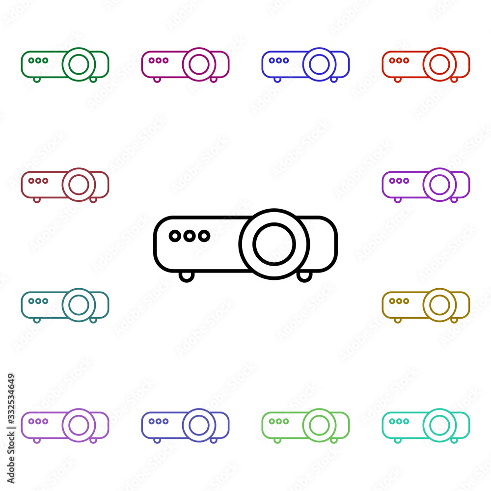 Poster projector multi color style icon. simple thin line, outline vector of technology icons for ui and ux