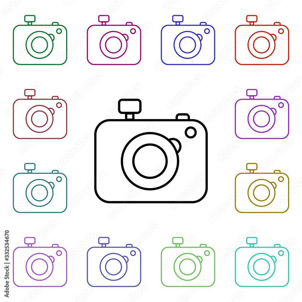 Poster camera multi color style icon. simple thin line, outline vector of technology icons for ui and ux, w