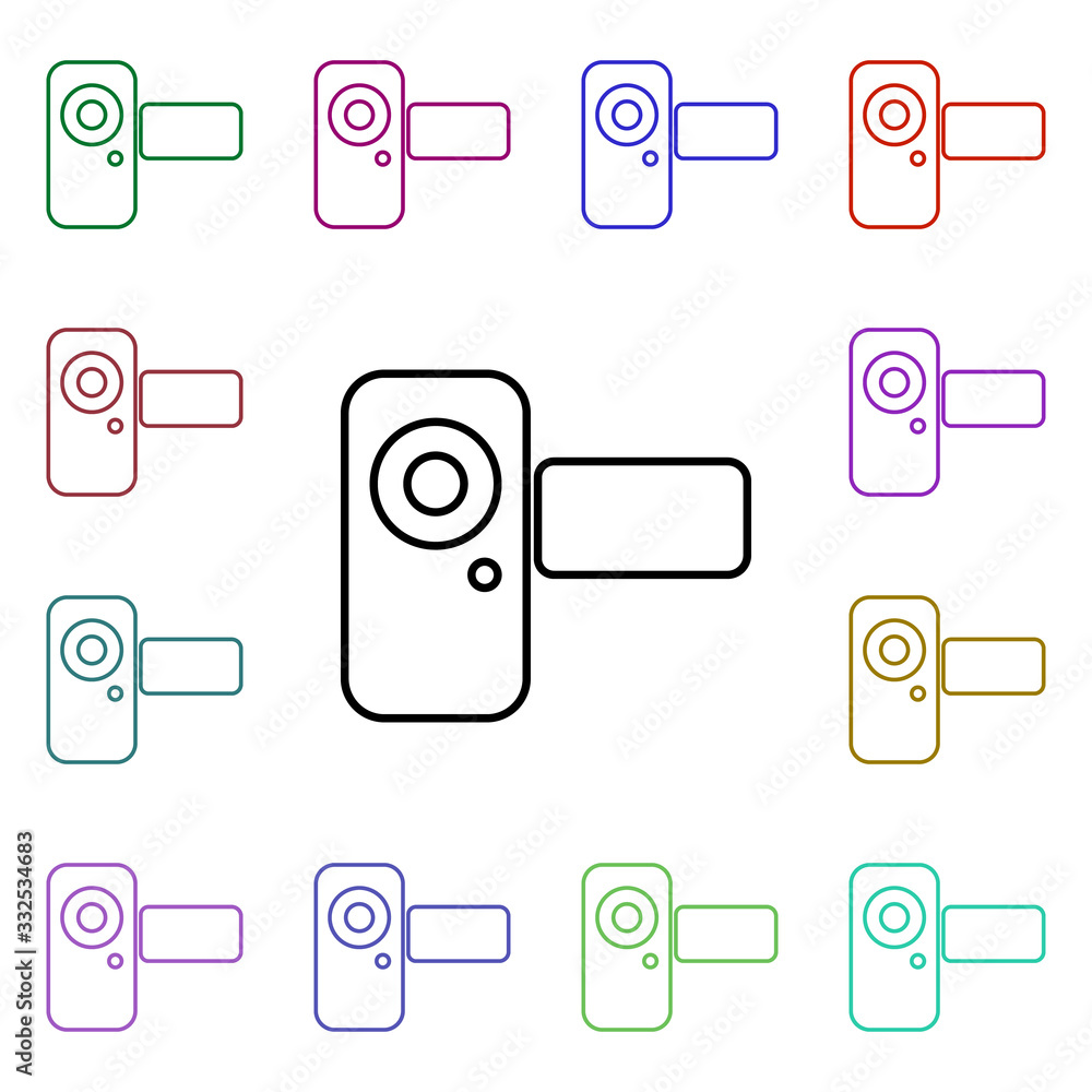 Poster manual camera multi color style icon. simple thin line, outline vector of technology icons for ui an