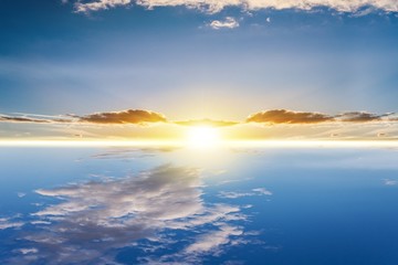 Beautiful heavenly landscape with the sun in the clouds  .