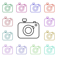 Camera multi color style icon. Simple thin line, outline vector of technology icons for ui and ux, website or mobile application