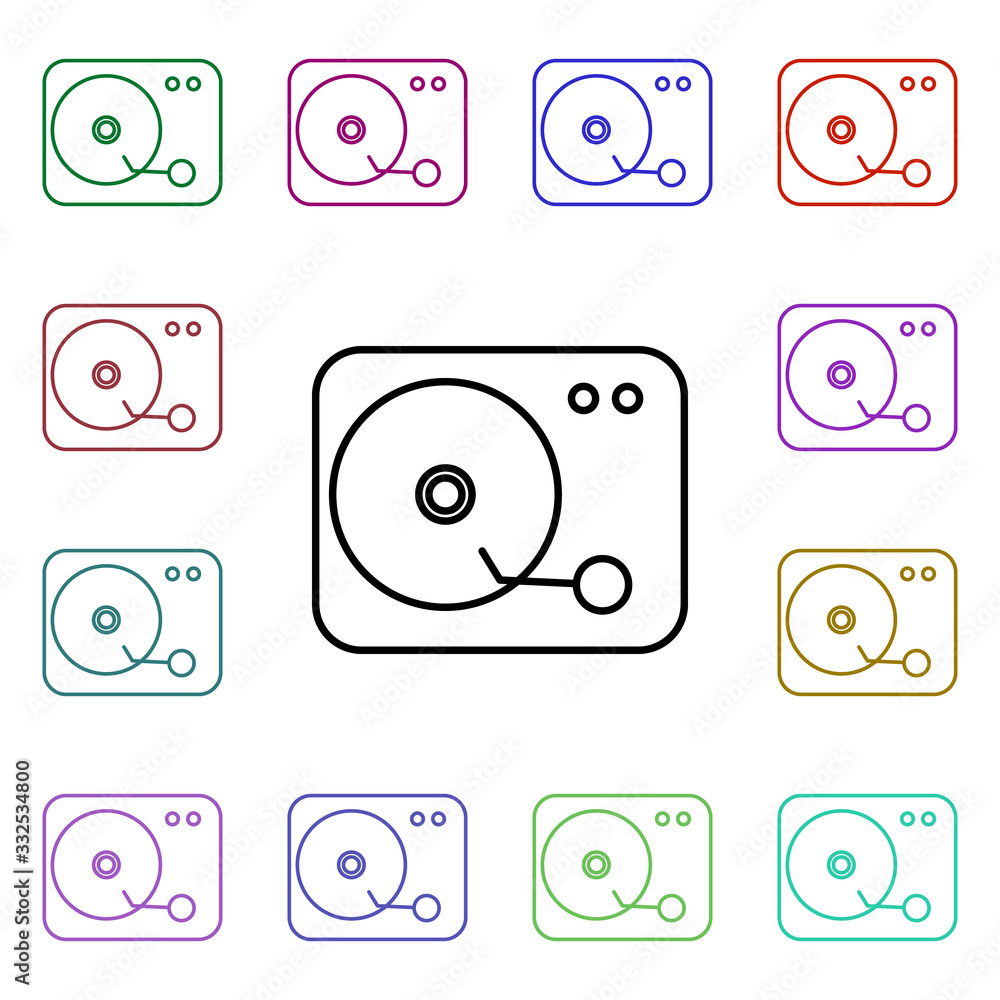 Poster gramophone multi color style icon. simple thin line, outline vector of technology icons for ui and u