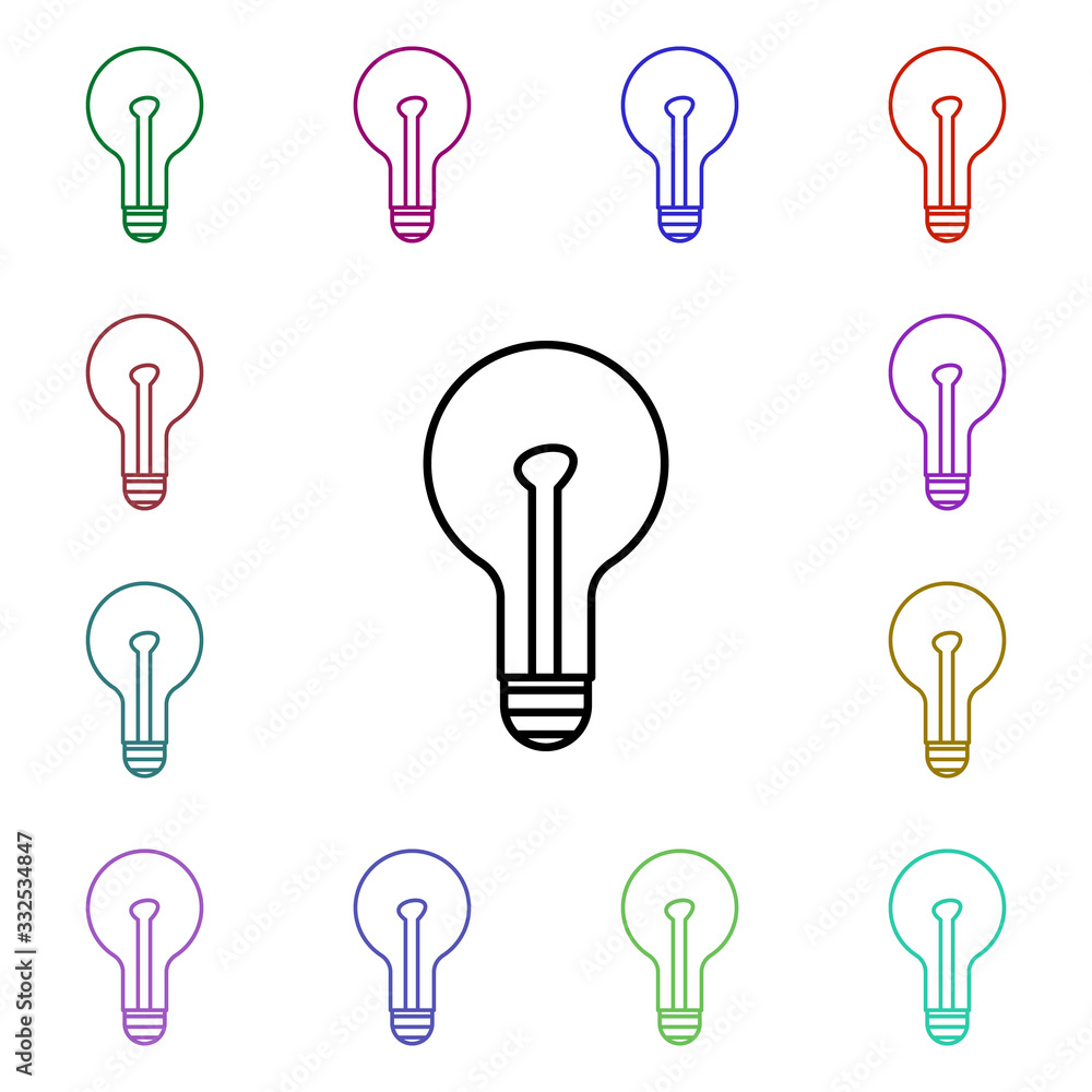 Poster bulb multi color style icon. simple thin line, outline vector of technology icons for ui and ux, web