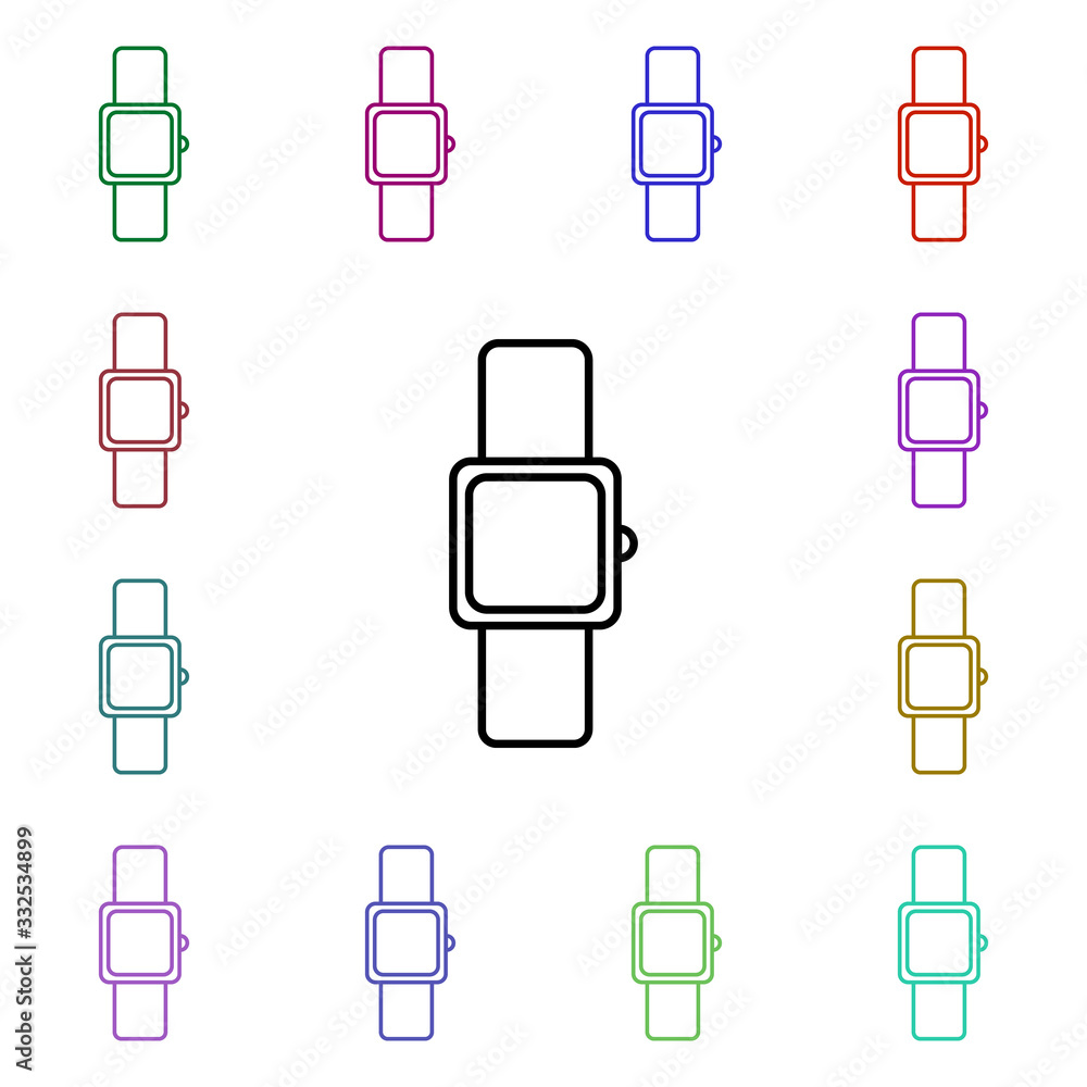 Poster smart watches multi color style icon. simple thin line, outline vector of technology icons for ui an