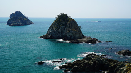 Oryukdo Islands and blue sea