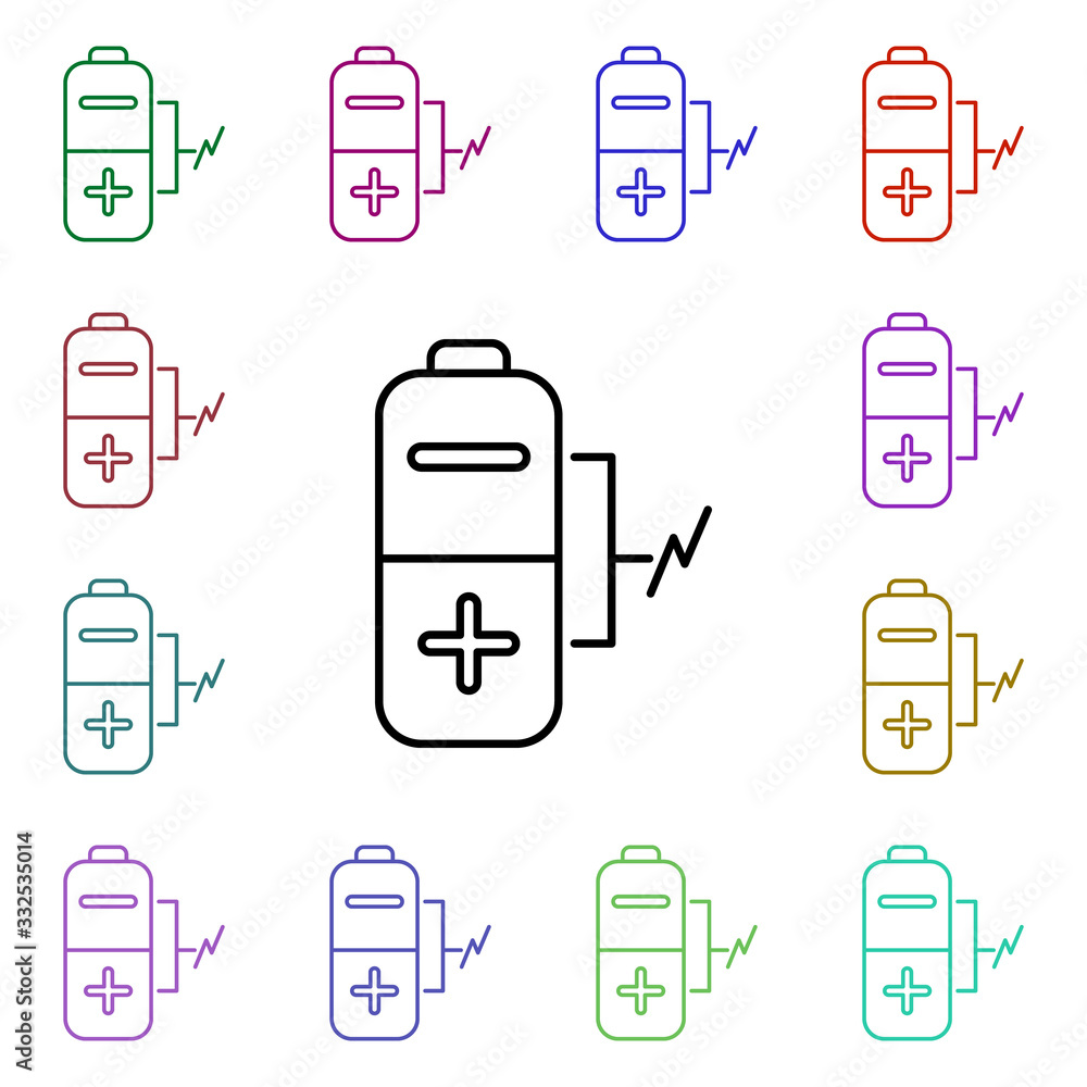 Poster battery multi color style icon. simple thin line, outline vector of technology icons for ui and ux, 