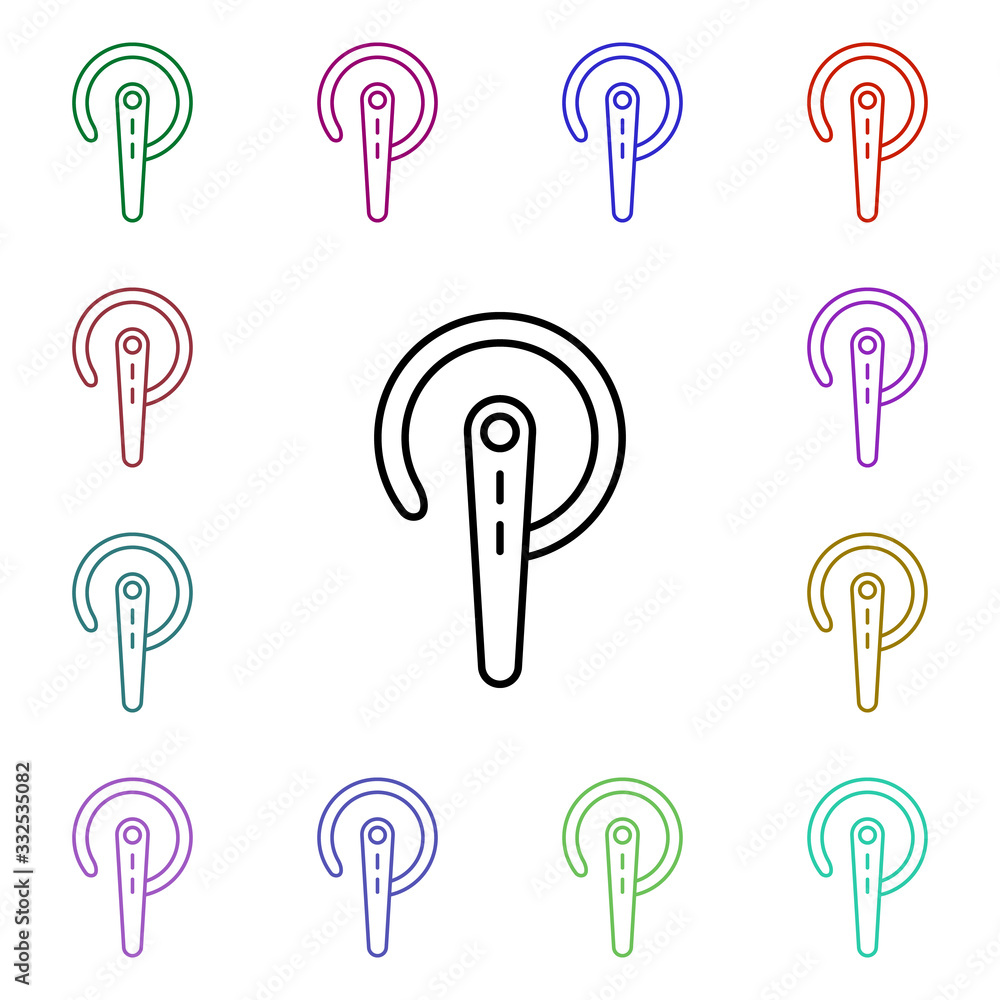 Poster without wire earphone multi color style icon. simple thin line, outline vector of technology icons f