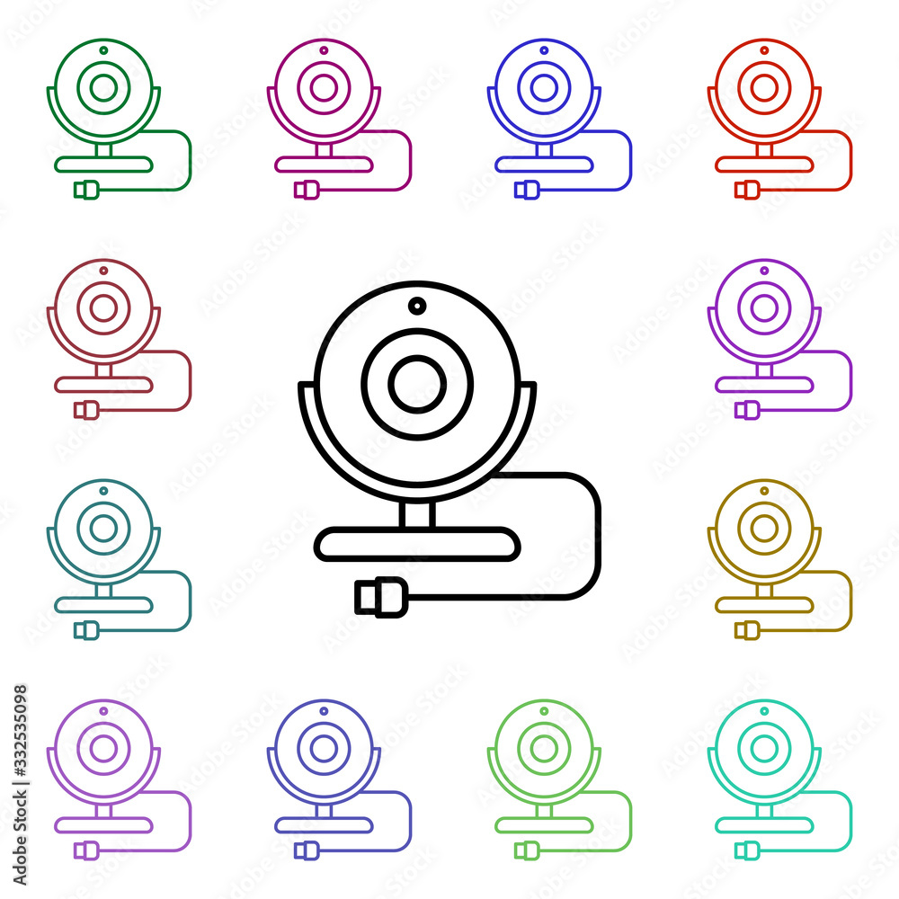Poster webcam multi color style icon. simple thin line, outline vector of technology icons for ui and ux, w