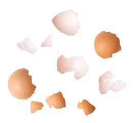 Egg shell isolated on white background. Top view