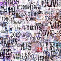 Coronavirus COVID-19 news grunge background. Dangerous respiratory corona virus newspaper page paper texrure